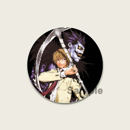 Death Note HD Print Anime Pins Handmade Round Brooches L Killer Yagami Light Cosplay Badge Backpacks Jewelry Gifts Accessory