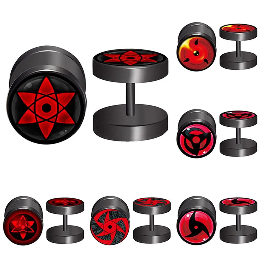 Anime Uzumaki Naruto Earrings Accessories Uchiha Itachi Sharingan Cosplay Party Studs Earrings Toys for Women Men Girl Gift