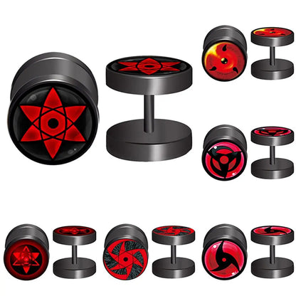 Anime Uzumaki Naruto Earrings Accessories Uchiha Itachi Sharingan Cosplay Party Studs Earrings Toys for Women Men Girl Gift