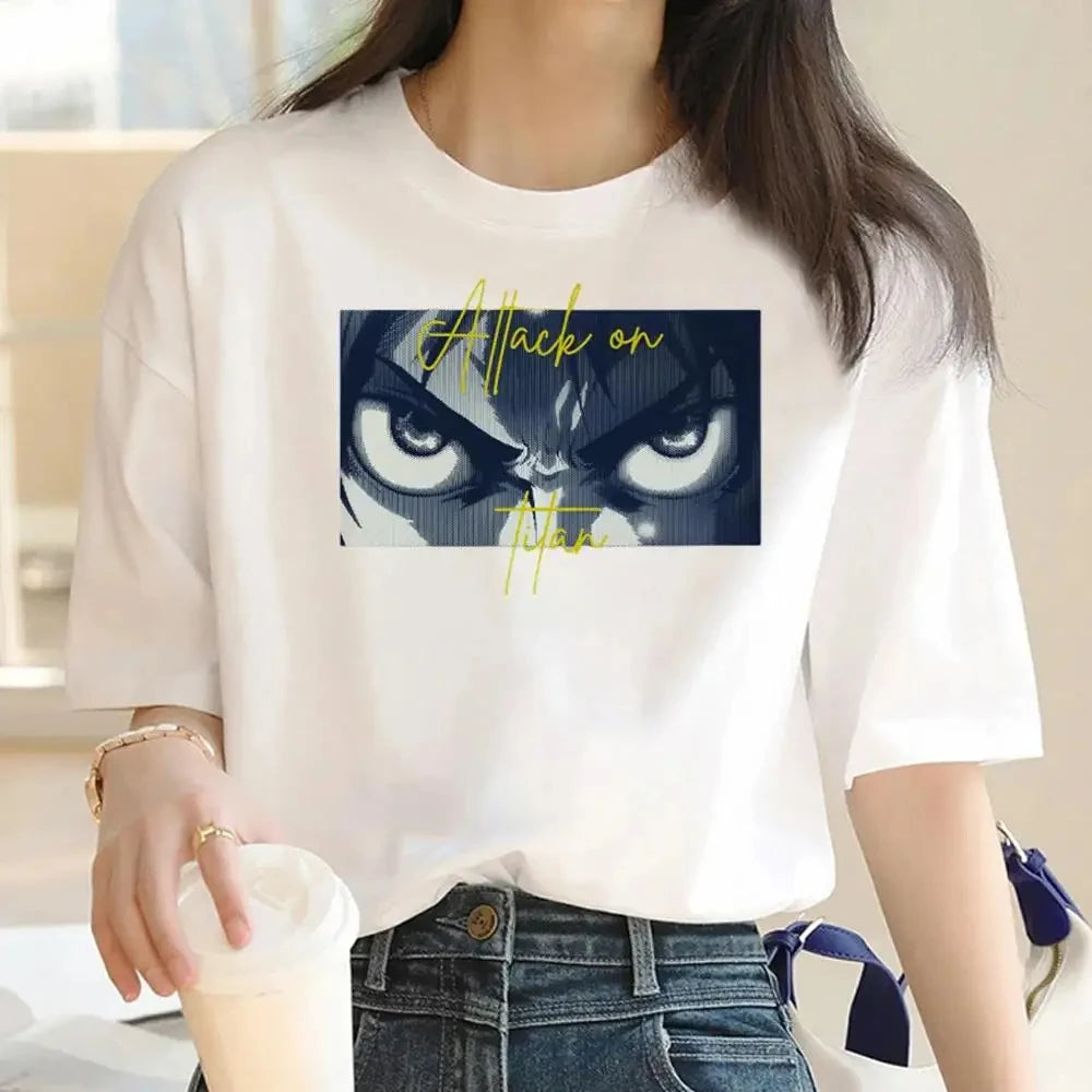 Japanese Anime Attack on Titan Graphic Print Harajuku T Shirt Casual Fashion Short Sleeve Plus Size T Shirt Women Retro Tops