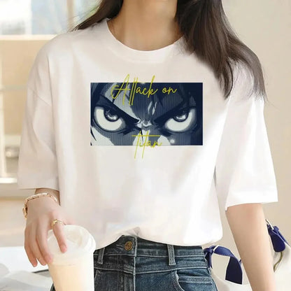 Japanese Anime Attack on Titan Graphic Print Harajuku T Shirt Casual Fashion Short Sleeve Plus Size T Shirt Women Retro Tops