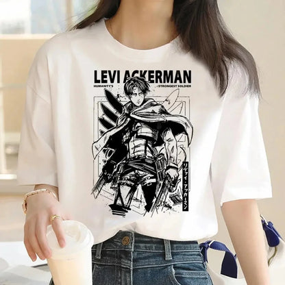 Japanese Anime Attack on Titan Graphic Print Harajuku T Shirt Casual Fashion Short Sleeve Plus Size T Shirt Women Retro Tops