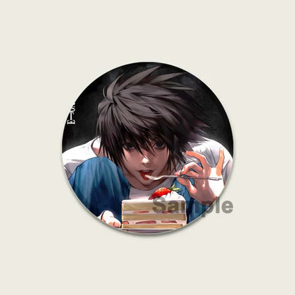 Death Note HD Print Anime Pins Handmade Round Brooches L Killer Yagami Light Cosplay Badge Backpacks Jewelry Gifts Accessory