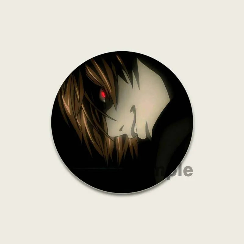 Death Note HD Print Anime Pins Handmade Round Brooches L Killer Yagami Light Cosplay Badge Backpacks Jewelry Gifts Accessory