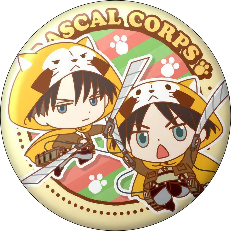 Attack on Titan Q-Version Anime Badge Handmade Cartoon Brooches Eren Jaeger Armin Arlert Lapel Pins Backpack Hat Decorations