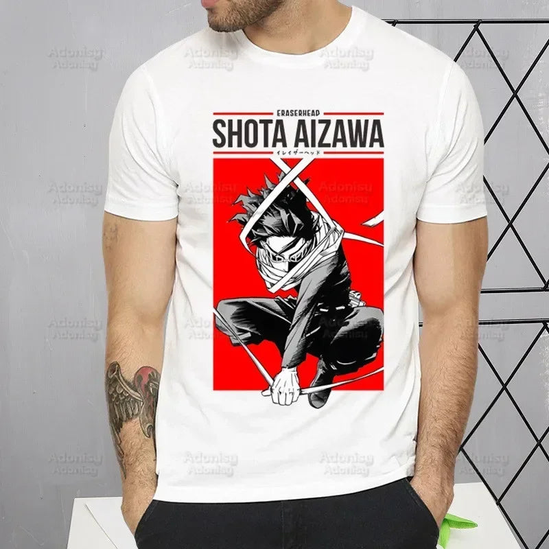 My Hero Academia T Shirt Men Retro Washed Tops Tee Harajuku Midoriya Izuku Tshirt Streetwear Hip Hop Male Bakugou Anime T-shirts