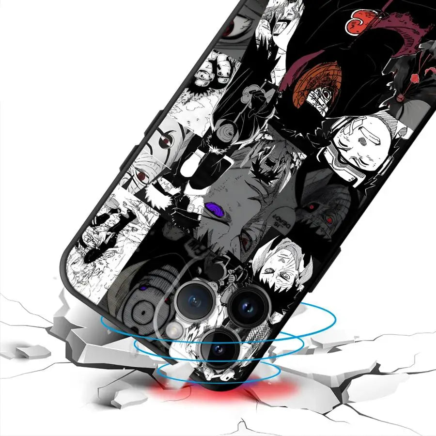 Uchiha Obito Anime Case for iPhone XS Max 15 16 14 Plus XR 7 8 13 12 11 Pro Max Black Soft Phone Cover