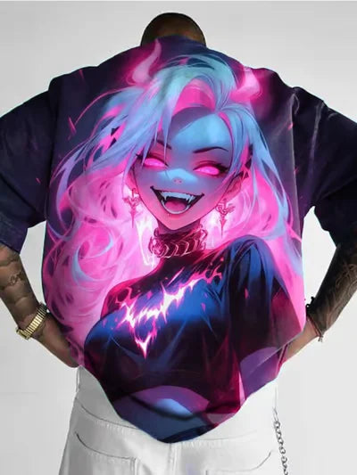 Men's T-Shirt Anime Girl Character Tee 3D Sexy Beauty Printed t shirt Loose Casual Street Men Top Oversized Short Sleeve T-shirt