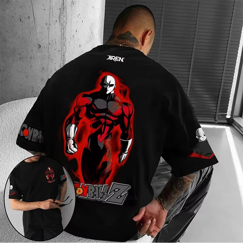 Japanese Anime Men's T-shirt Summer New Trend Hip Hop Cotton Printed Short-sleeved Casual Daily Oversized Half-sleeved Top