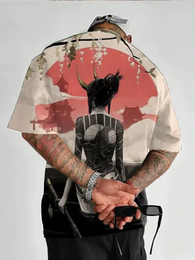 Men's T-Shirt Anime Girl Character Tee 3D Sexy Beauty Printed t shirt Loose Casual Street Men Top Oversized Short Sleeve T-shirt