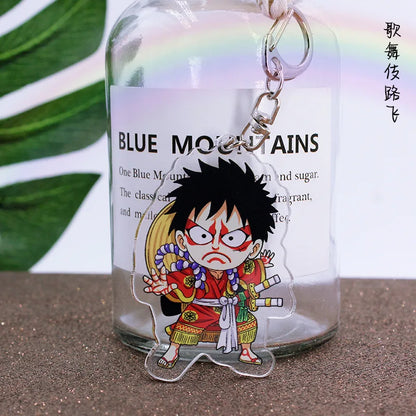 Anime One Piece Luffy Charlotte Linlin Katakuri Edward Newgate Donquixote Doflamingo Jinbe Acrylic Keychains Pendants Figure Toy