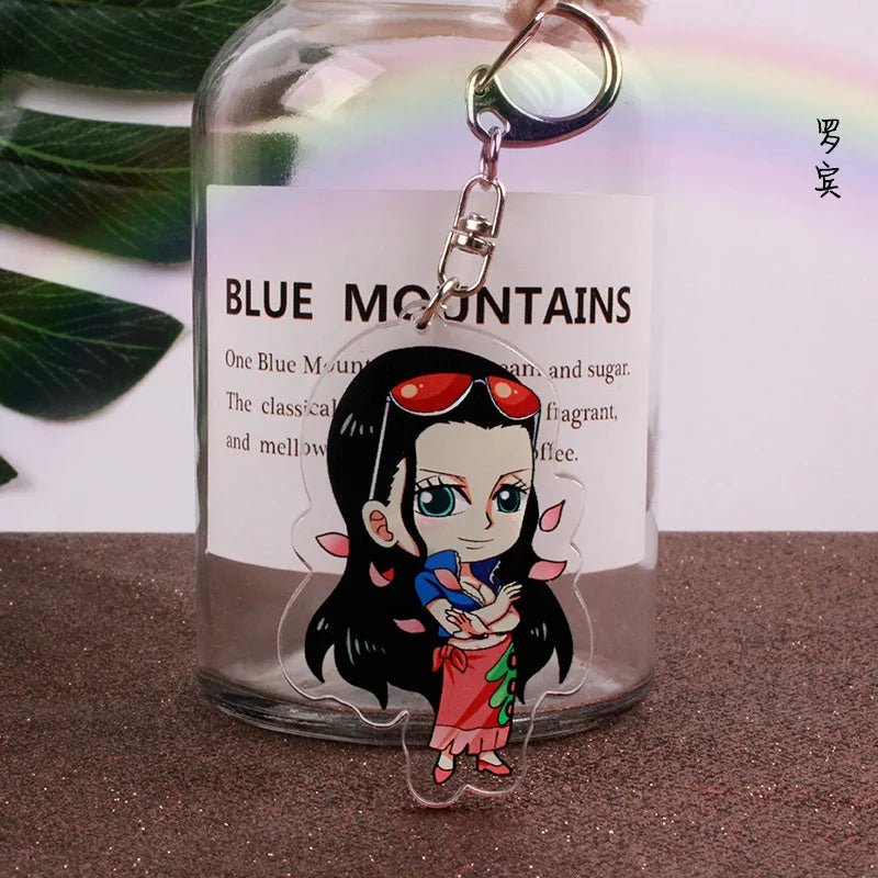 Anime One Piece Luffy Charlotte Linlin Katakuri Edward Newgate Donquixote Doflamingo Jinbe Acrylic Keychains Pendants Figure Toy