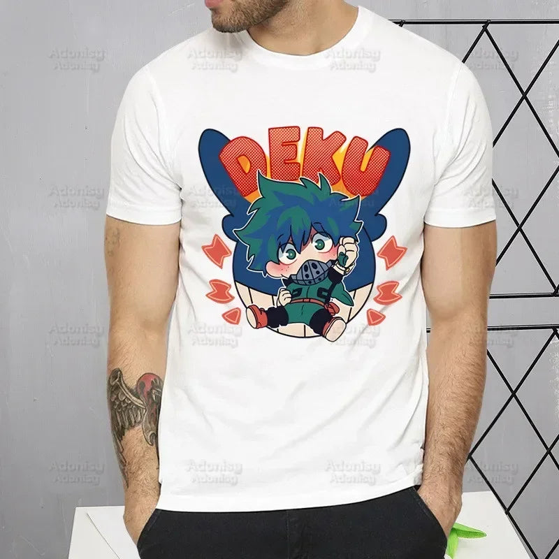 My Hero Academia T Shirt Men Retro Washed Tops Tee Harajuku Midoriya Izuku Tshirt Streetwear Hip Hop Male Bakugou Anime T-shirts