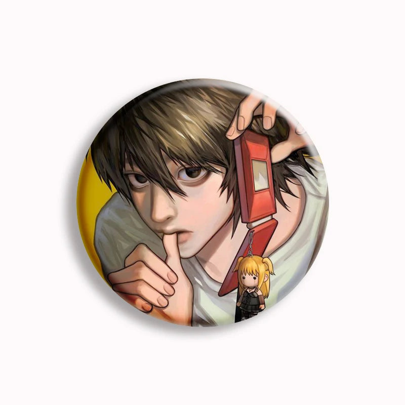 Japanese Anime Death Note Button Pins Handmade L Killer Yagami Light Round Brooch Cosplay Accessories Decor Friends Gifts