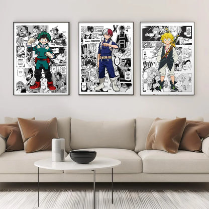 My Hero Academia Anime Poster Stickers Art Wall Murals Decor Game Room Decor Gifts Kawaii HD Painting Cat Cars