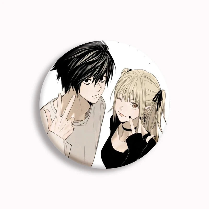 Japanese Anime Death Note Button Pins Handmade L Killer Yagami Light Round Brooch Cosplay Accessories Decor Friends Gifts
