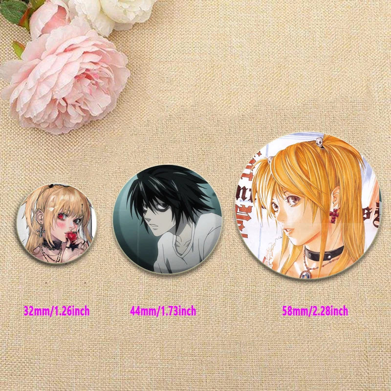 Death Note HD Print Anime Pins Handmade Round Brooches L Killer Yagami Light Cosplay Badge Backpacks Jewelry Gifts Accessory