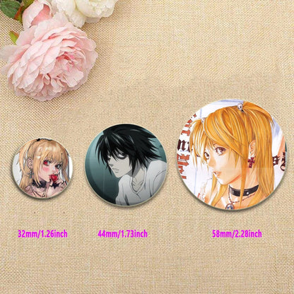 Death Note HD Print Anime Pins Handmade Round Brooches L Killer Yagami Light Cosplay Badge Backpacks Jewelry Gifts Accessory