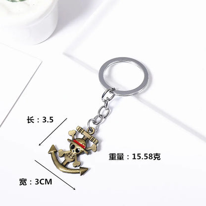 Anime One Piece Metal Keychain Luffy Hat Zoro Nami Sanji Chopper Figure Pendant Car Keyring For Men Women Kid Gift Jewelry