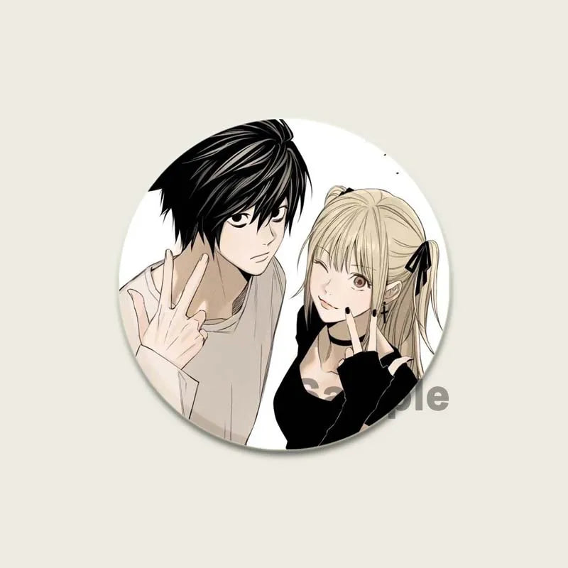 Death Note HD Print Anime Pins Handmade Round Brooches L Killer Yagami Light Cosplay Badge Backpacks Jewelry Gifts Accessory