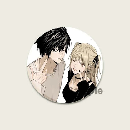 Death Note HD Print Anime Pins Handmade Round Brooches L Killer Yagami Light Cosplay Badge Backpacks Jewelry Gifts Accessory