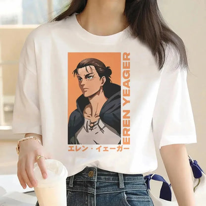 Japanese Anime Attack on Titan Graphic Print Harajuku T Shirt Casual Fashion Short Sleeve Plus Size T Shirt Women Retro Tops