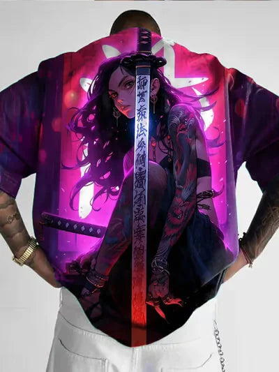 Men's T-Shirt Anime Girl Character Tee 3D Sexy Beauty Printed t shirt Loose Casual Street Men Top Oversized Short Sleeve T-shirt