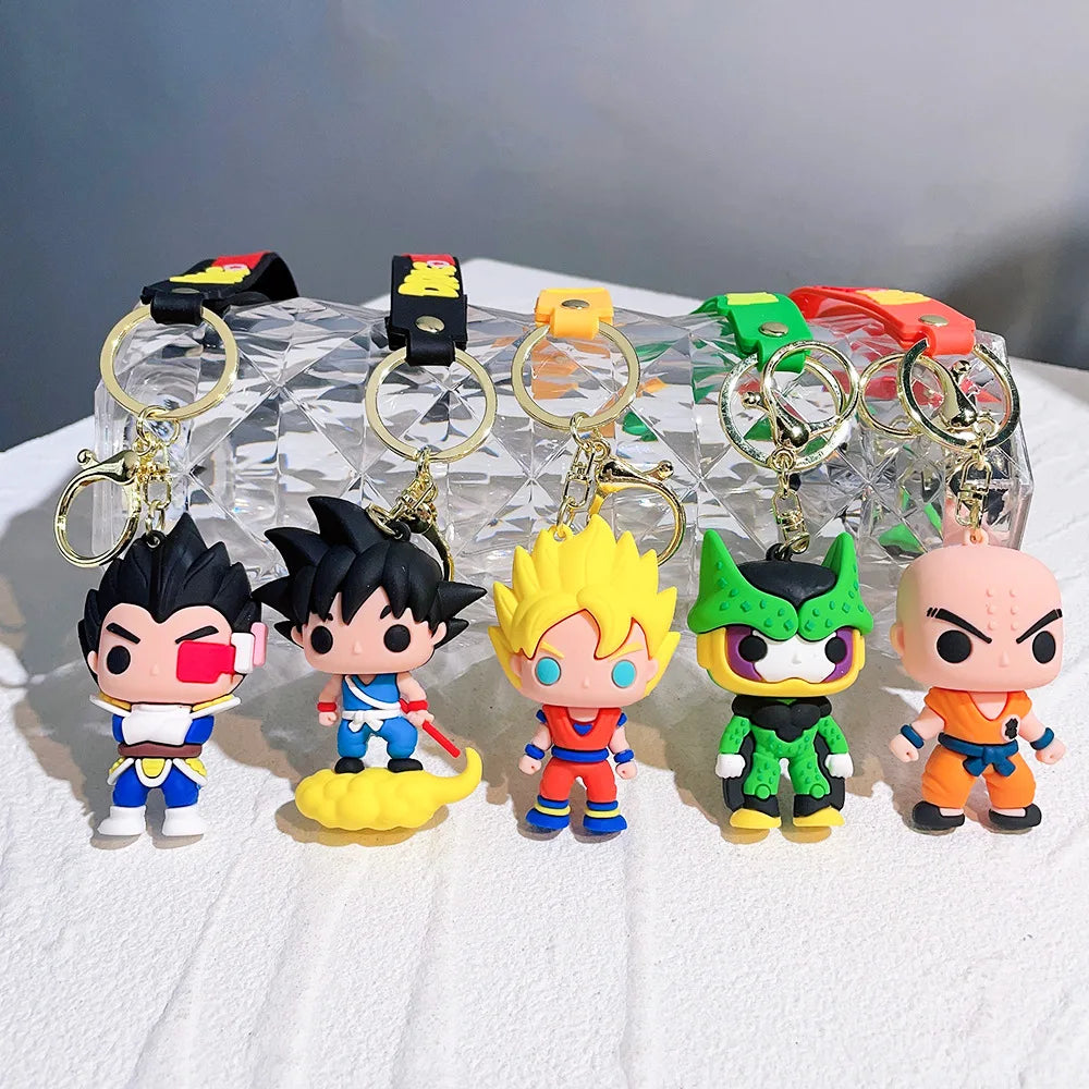 Cartoon Anime Dragon Ball Figure Keychain Creative Cute Goku PVC Doll Toys Car Keychain Pendant Cute Bag Ornament Accessories