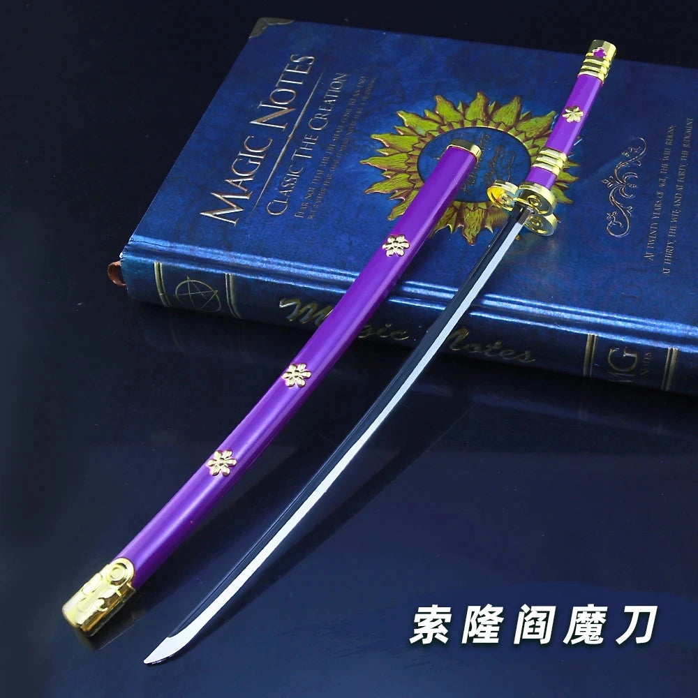 25cm Metal Katana Sword Zoro Sword Samurai Blade Espadas Japan Anime Accessories Toy Weapon Prop Ornament Decor Kid Toy Gifts