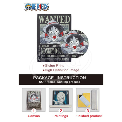 One Piece Pastable Canvas Painting Anime Figure Luffy All Characters WANTED HD Print Picture for Bedroom Wall Decoration Poster