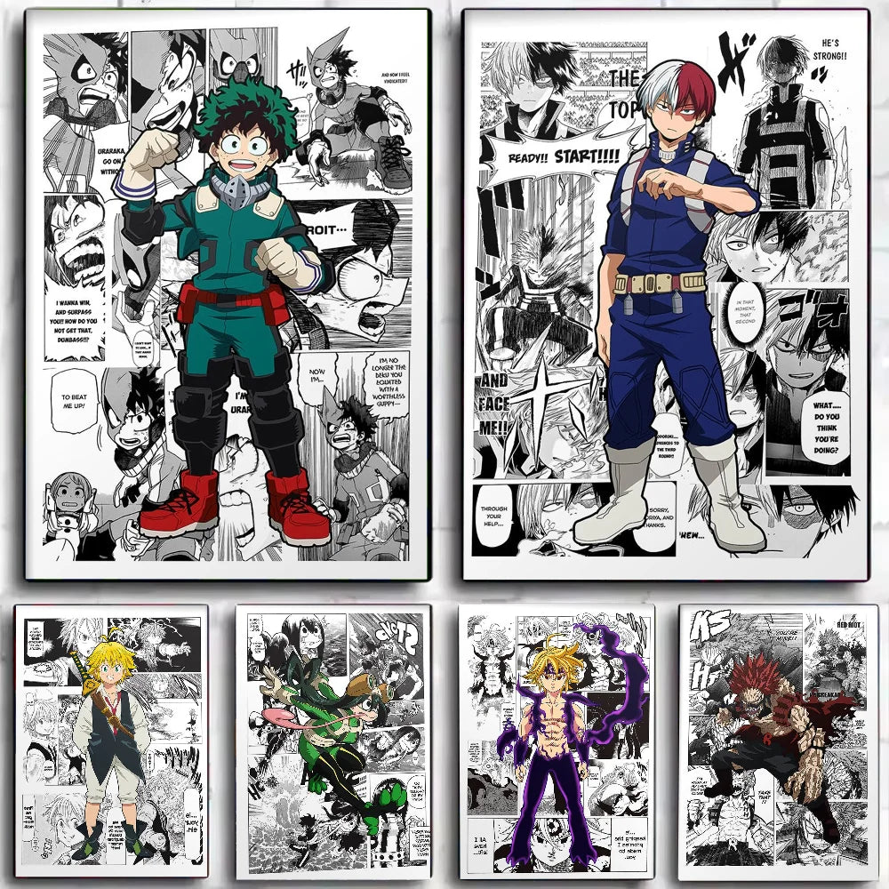My Hero Academia Anime Poster Stickers Art Wall Murals Decor Game Room Decor Gifts Kawaii HD Painting Cat Cars