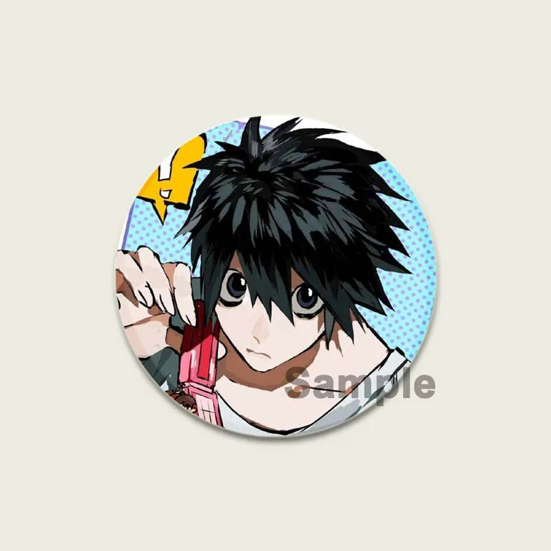 Death Note HD Print Anime Pins Handmade Round Brooches L Killer Yagami Light Cosplay Badge Backpacks Jewelry Gifts Accessory