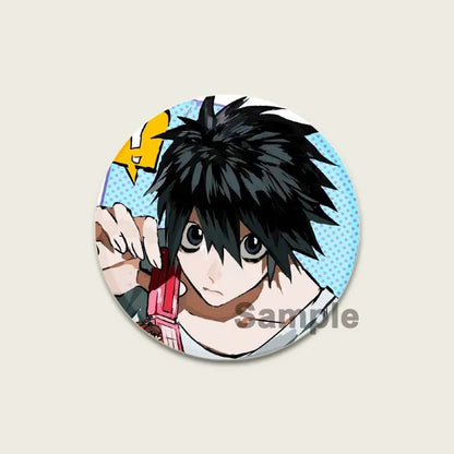 Death Note HD Print Anime Pins Handmade Round Brooches L Killer Yagami Light Cosplay Badge Backpacks Jewelry Gifts Accessory
