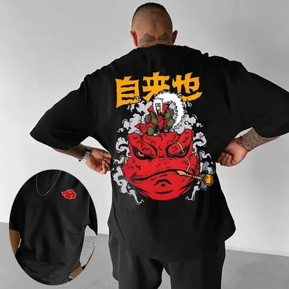 Japanese Anime Men's T-shirt Summer New Trend Hip Hop Cotton Printed Short-sleeved Casual Daily Oversized Half-sleeved Top