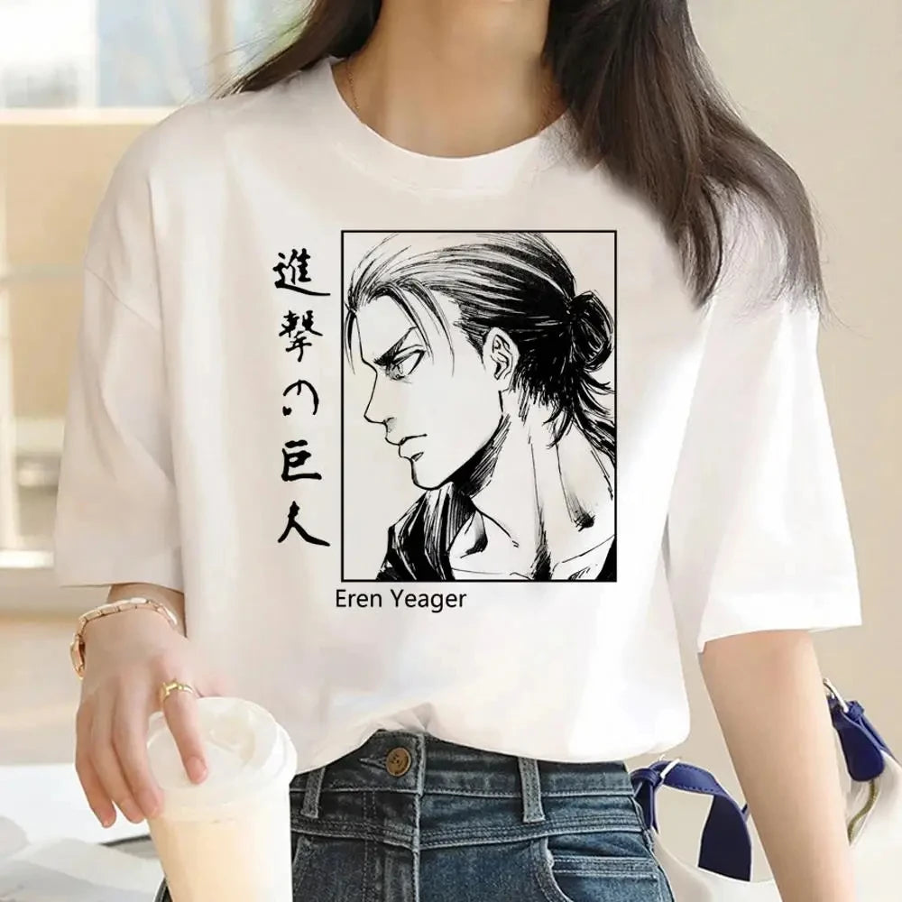 Japanese Anime Attack on Titan Graphic Print Harajuku T Shirt Casual Fashion Short Sleeve Plus Size T Shirt Women Retro Tops