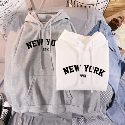 Women's Velvet Hoodies with New York Print for Autumn