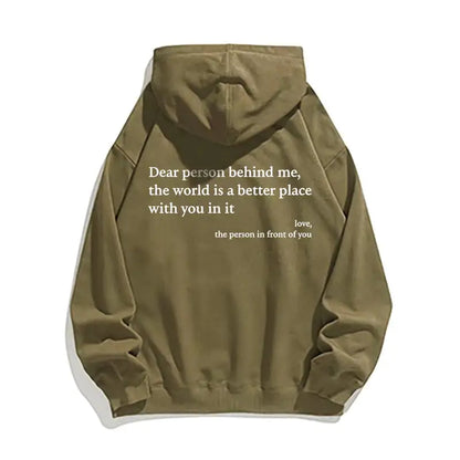 Kangaroo Pocket Printed Drawstring Hoodie